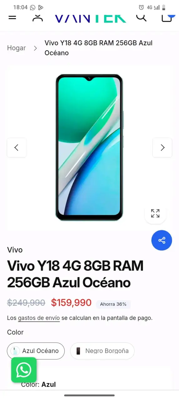 Vivo Y18 4G 8GB RAM 256GB Azul Océano - 1