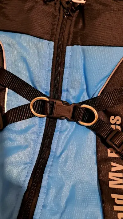 Chaqueta de invierno para perro azul y negro - miniatura 6