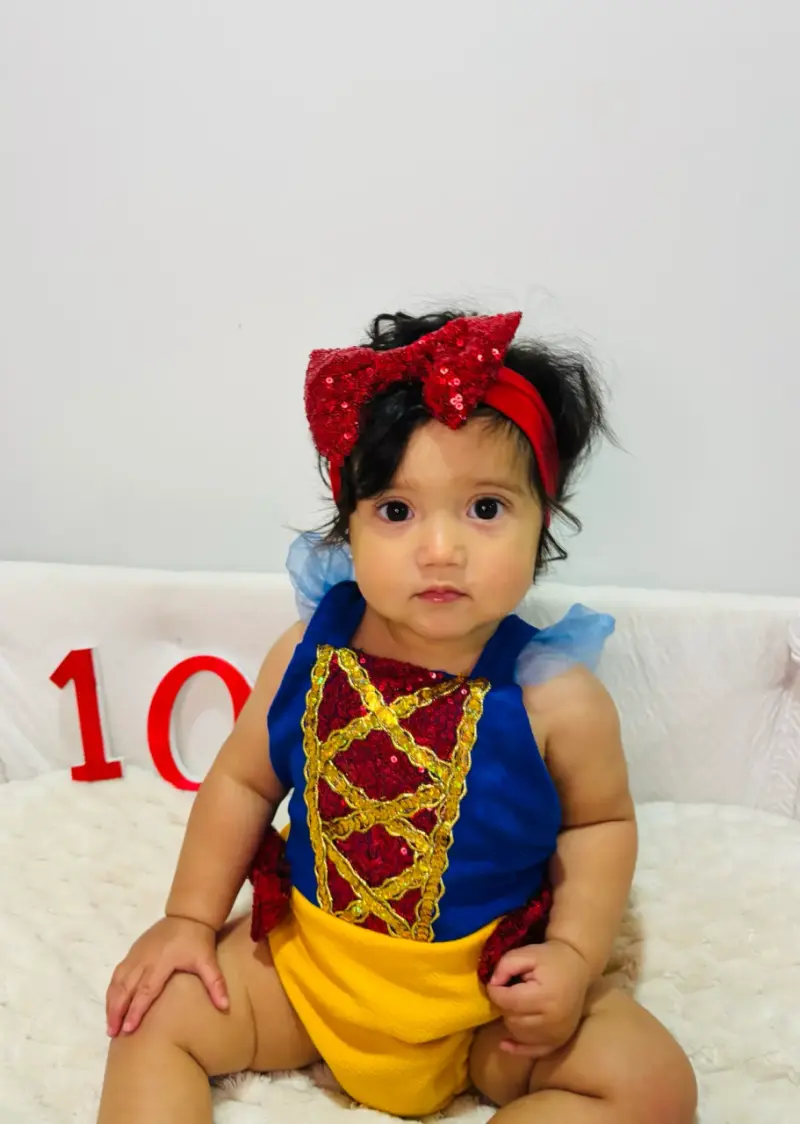 Disfraz de princesa para bebé con lazo rojo - 2