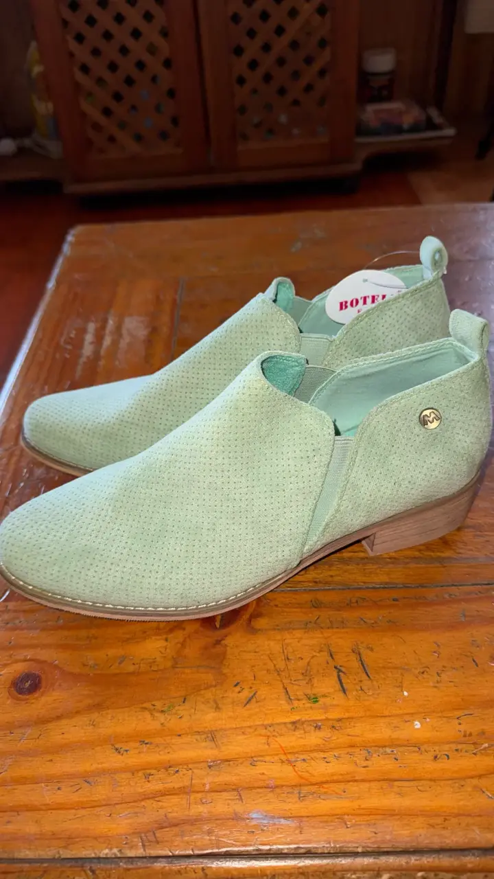 Botines de gamuza verde claro para mujer - 1