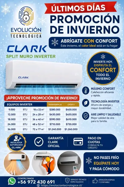 Aire Acondicionado Split Muro Inverter Clark - miniatura 4