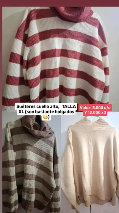 Suéteres cuello alto a rayas talla XL - miniatura 1