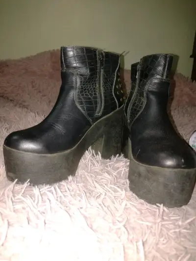 Botines de plataforma en gamuza azul - miniatura 2