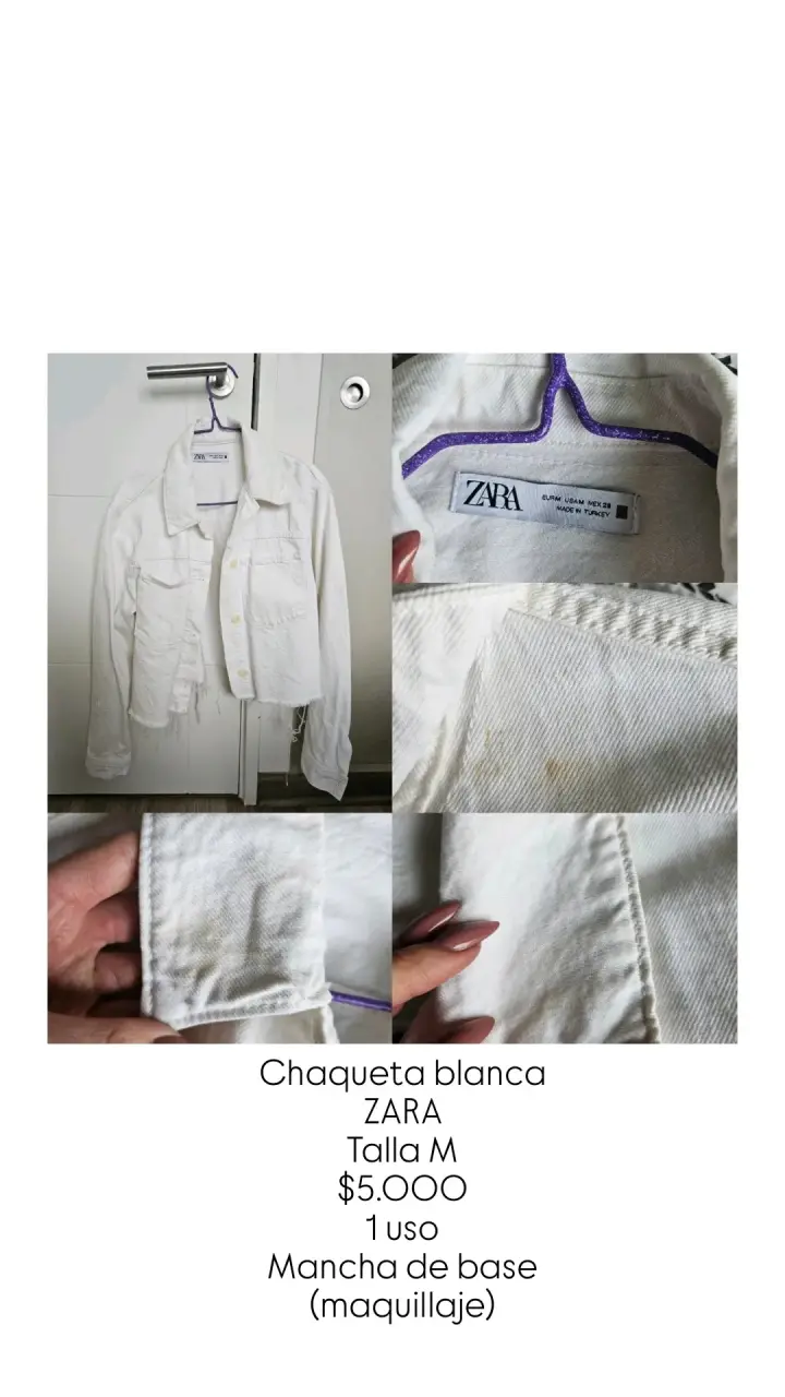 Chaqueta blanca Zara con detalle de mancha