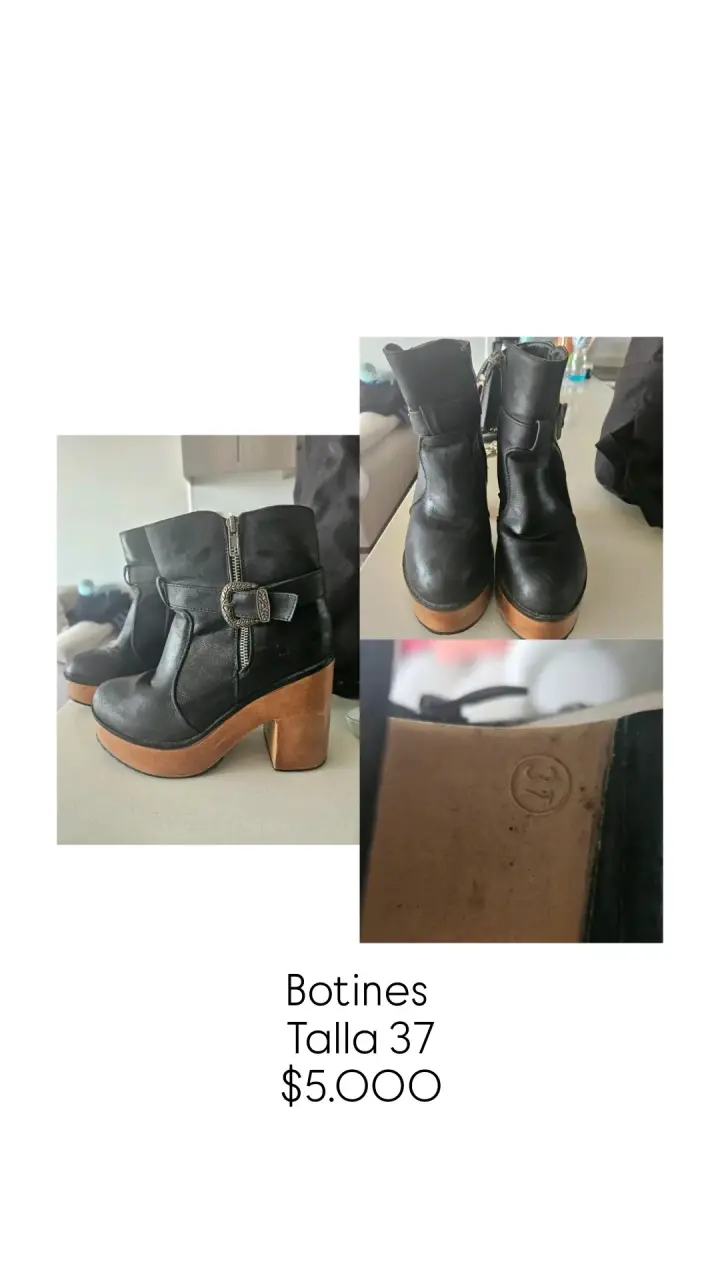 Botines negros de cuero con tacón alto