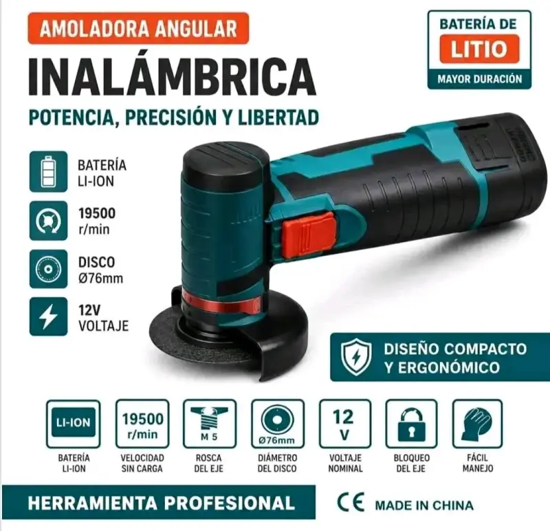Amoladora Angular Inalámbrica 12V Compacta - 1