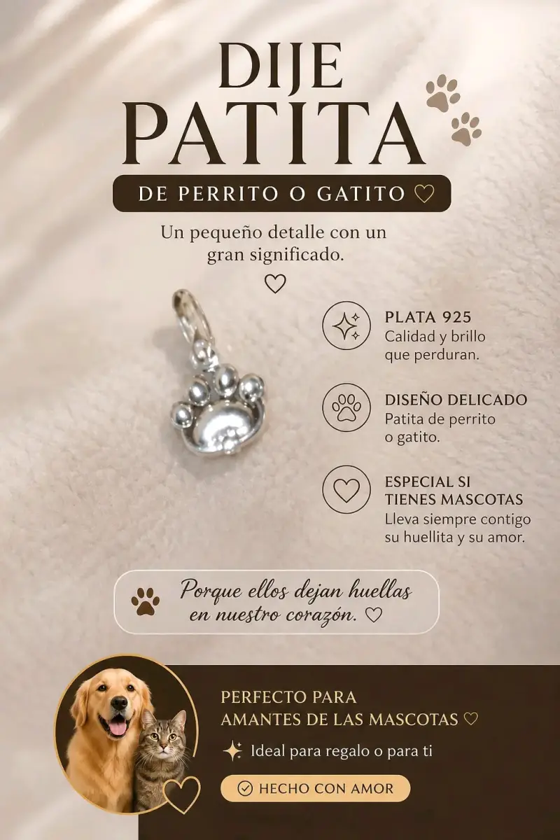 Dije de plata 925 patita de mascota