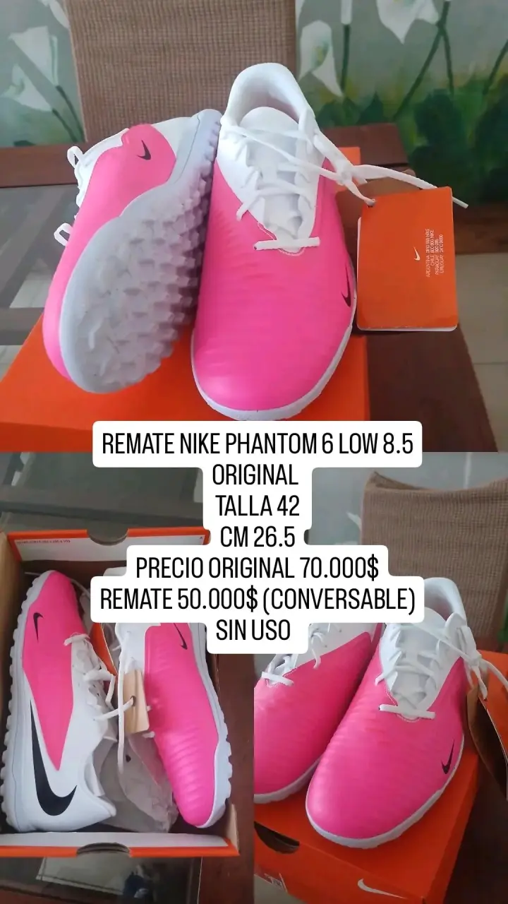 Zapatillas Nike Phantom 6 Low 8.5 Rosa Nuevas
