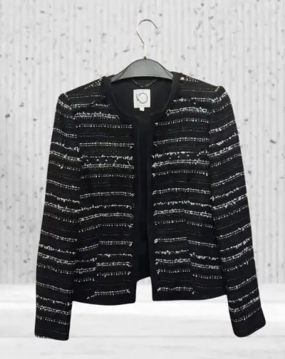 Chaqueta de mujer negra con diseño a rayas IO T44 - miniatura 1