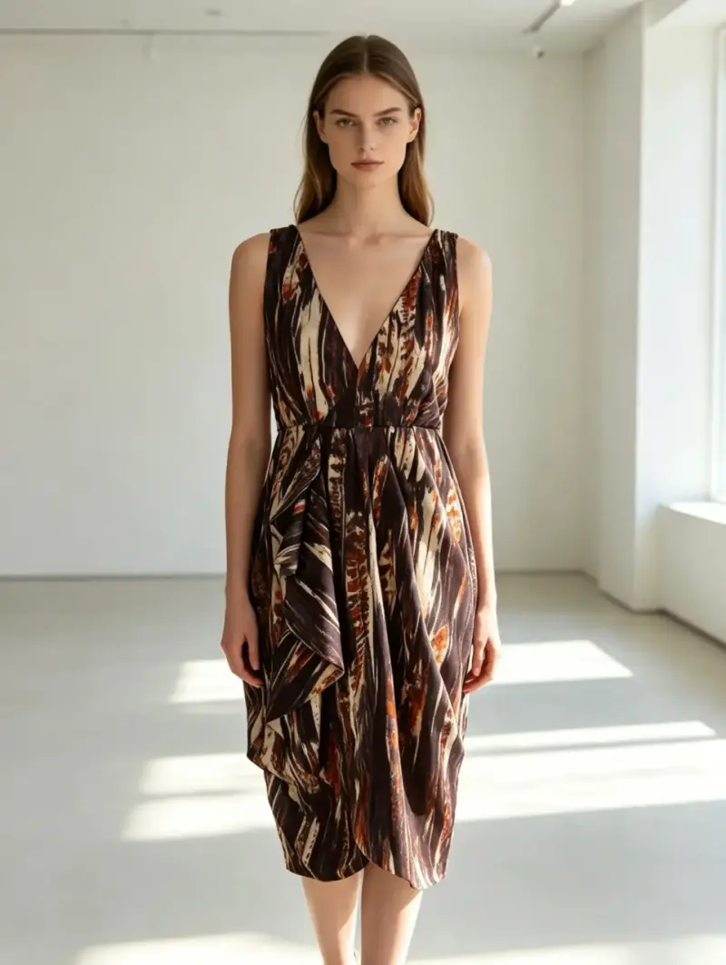 Vestido H&M midi asimétrico estampado talla 36 - 1