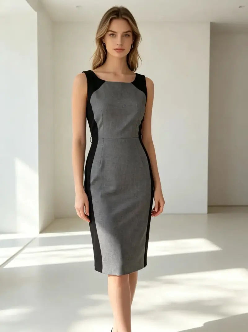Vestido F&F ejecutivo gris y negro talla 34/XS - 1