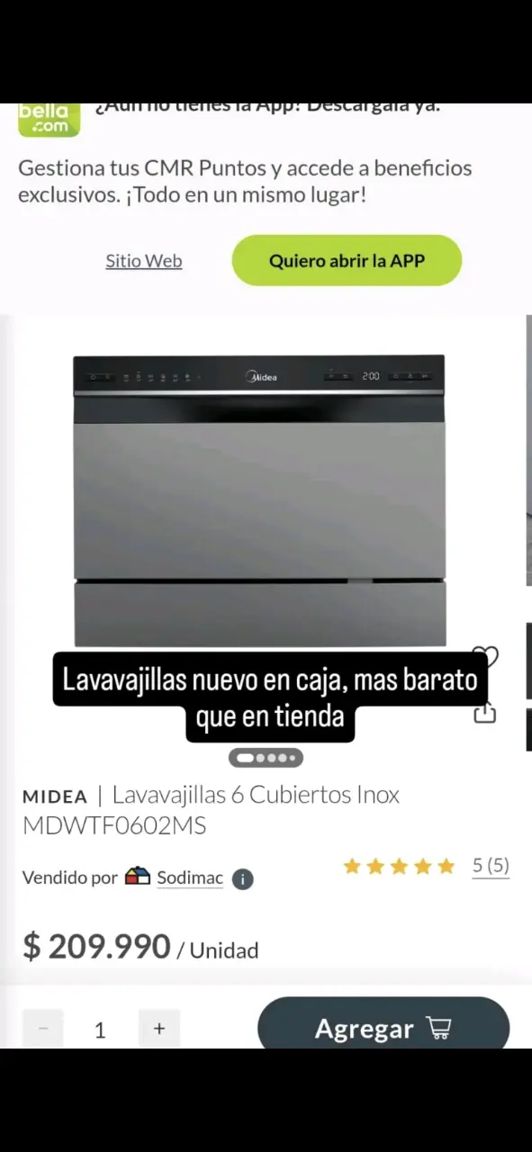 Lavavajillas Midea 6 Cubiertos Inoxidable