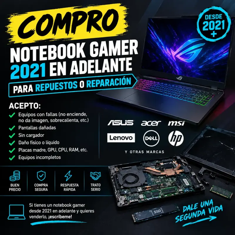 Notebook Gamer para Repuestos o Reparación