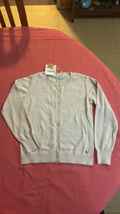 Cardigan de punto beige para niña Colloky - miniatura 1