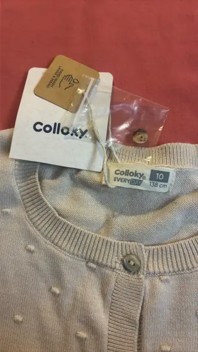 Cardigan de punto beige para niña Colloky - miniatura 2