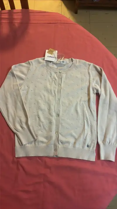 Cardigan de punto beige para niña Colloky - miniatura 3