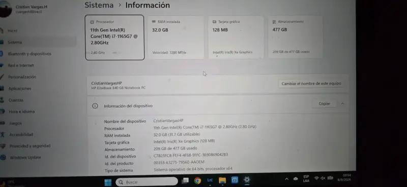 Notebook HP EliteBook 840 G8 con 32GB RAM y 500GB SSD - 2