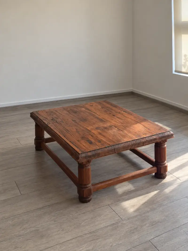 Mesa de Centro Rústica de Madera Maciza