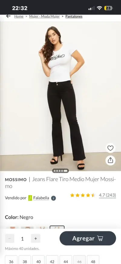 Jeans Flare Tiro Medio Mujer Negro Mossimo - miniatura 1