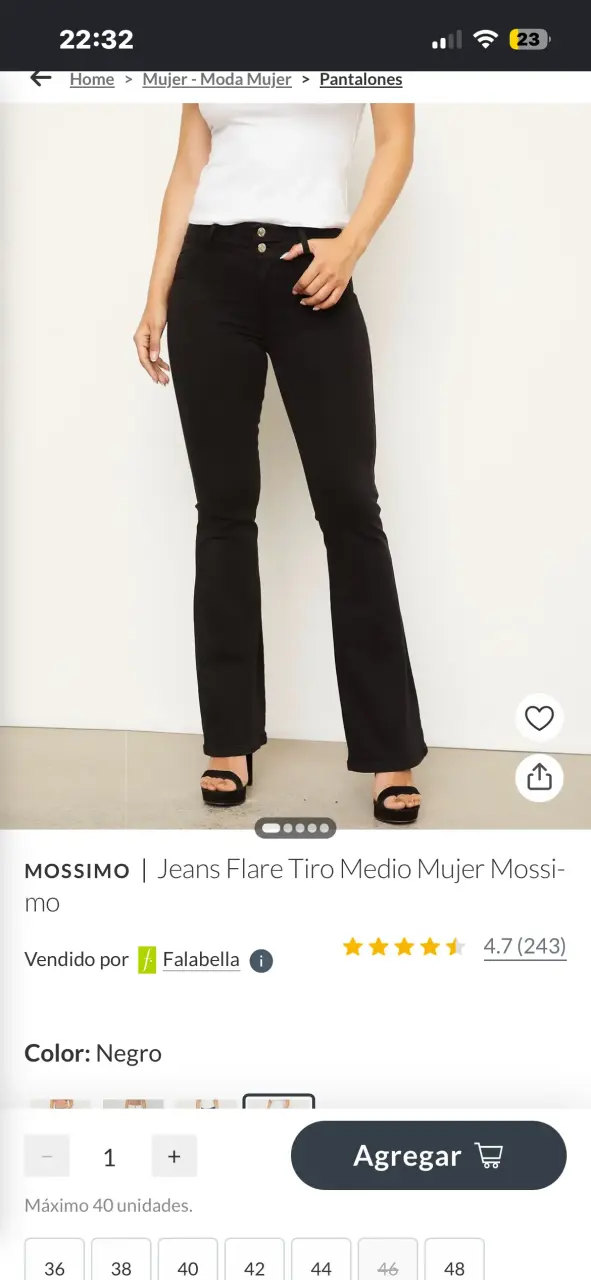 Jeans Flare Tiro Medio Mujer Negro Mossimo - 2