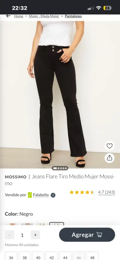 Jeans Flare Tiro Medio Mujer Negro Mossimo - miniatura 2