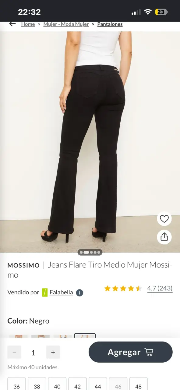 Jeans Flare Tiro Medio Mujer Negro Mossimo - 3