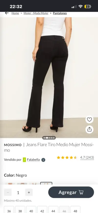 Jeans Flare Tiro Medio Mujer Negro Mossimo - miniatura 3