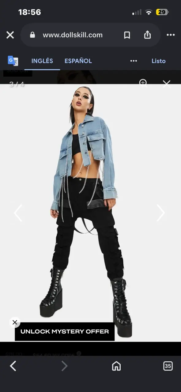 Chaqueta de mezclilla con cadenas para mujer - 1