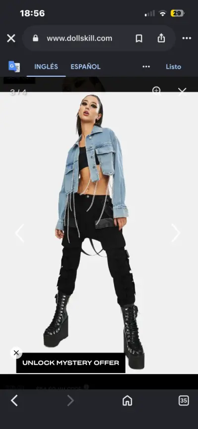 Chaqueta de mezclilla con cadenas para mujer - miniatura 1