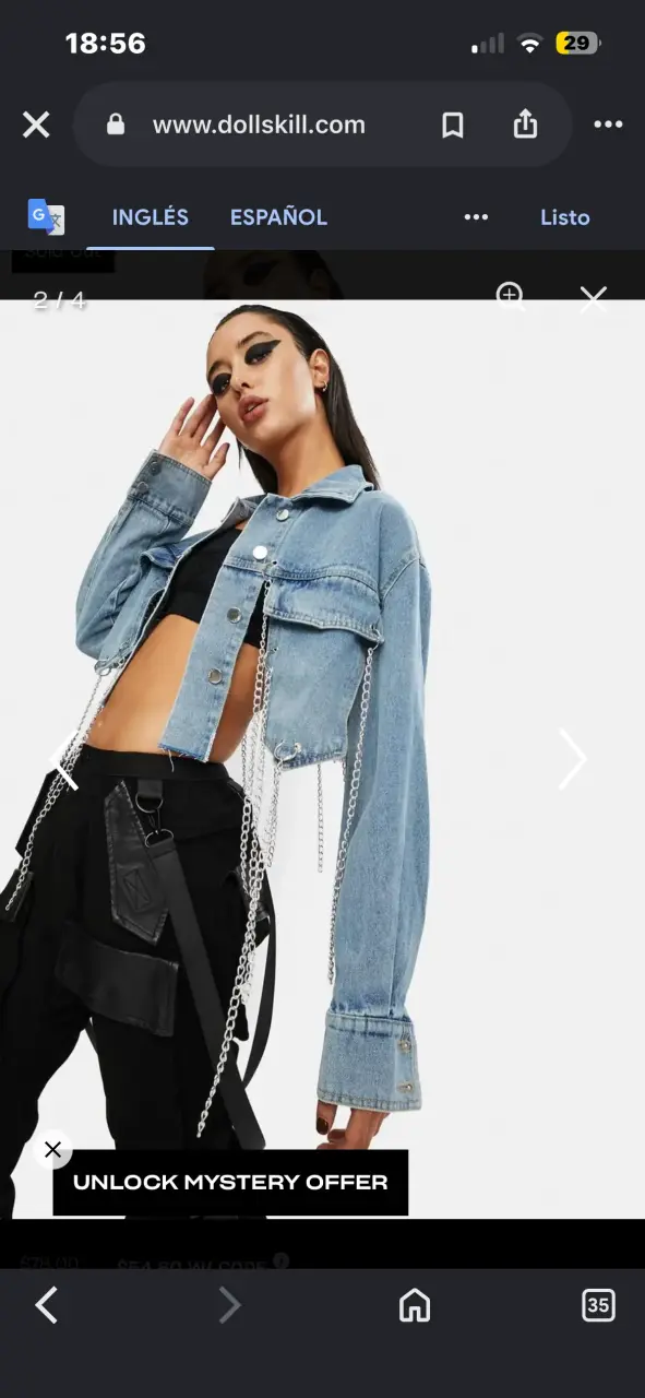 Chaqueta de mezclilla con cadenas para mujer - 2