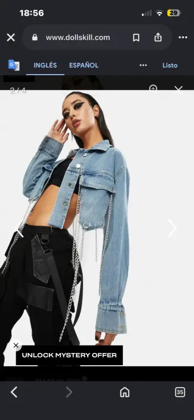 Chaqueta de mezclilla con cadenas para mujer - miniatura 2