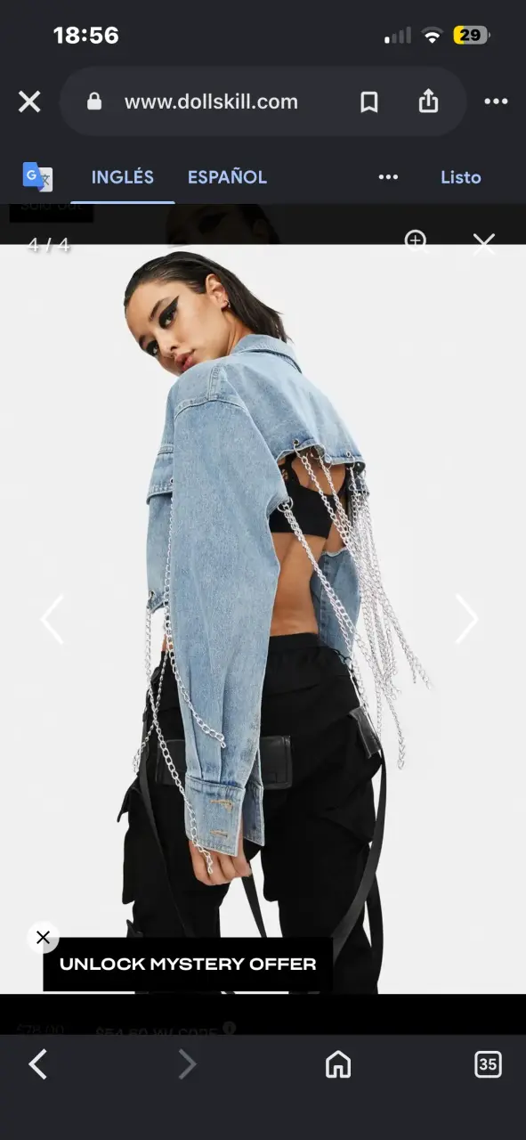 Chaqueta de mezclilla con cadenas para mujer - 3