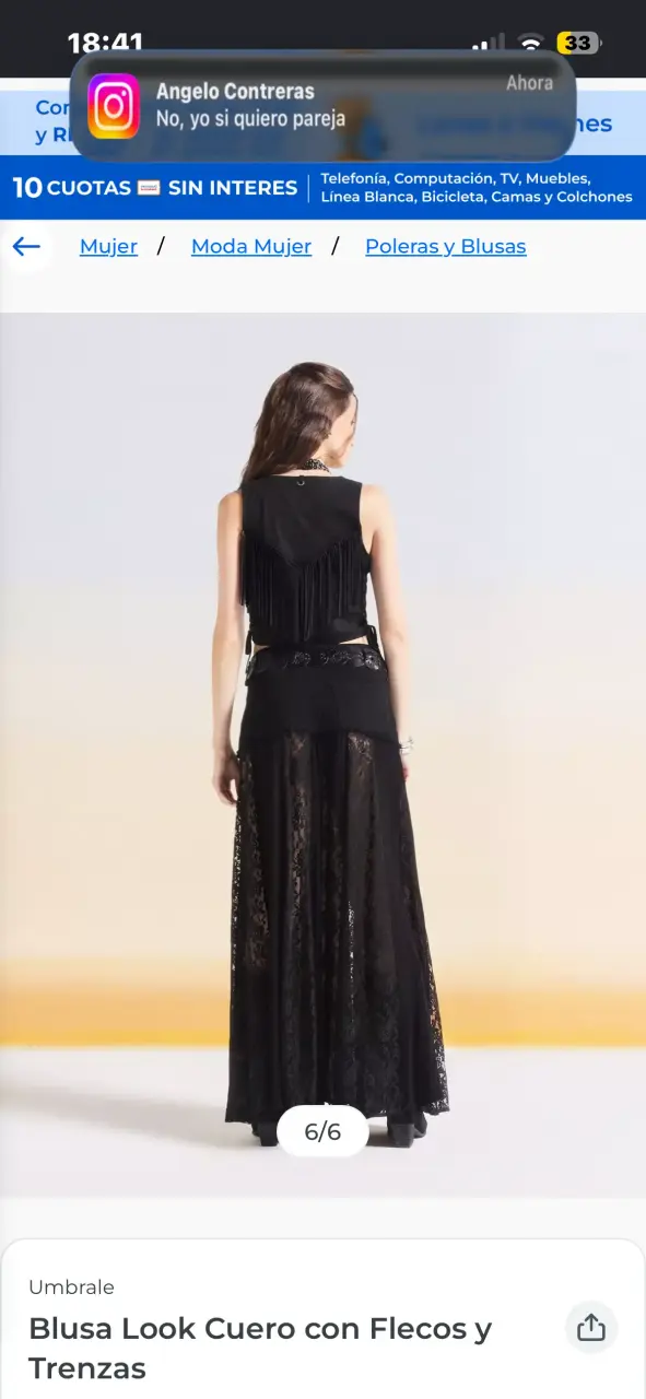 Blusa negra con flecos y trenzas Umbrale - 3