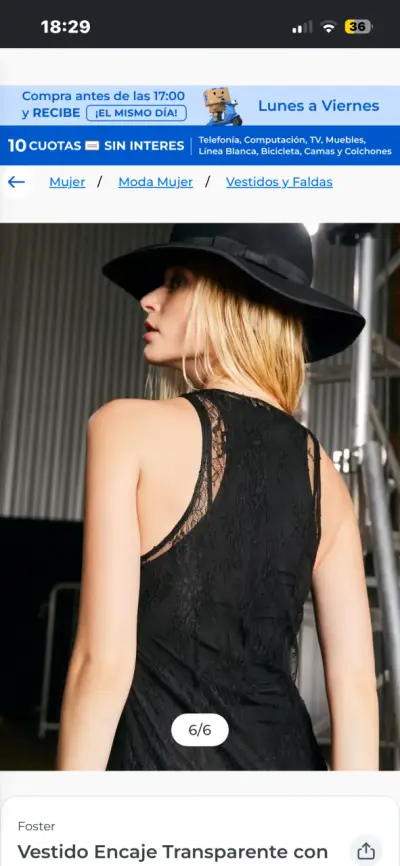 Vestido de encaje transparente negro Foster - miniatura 4