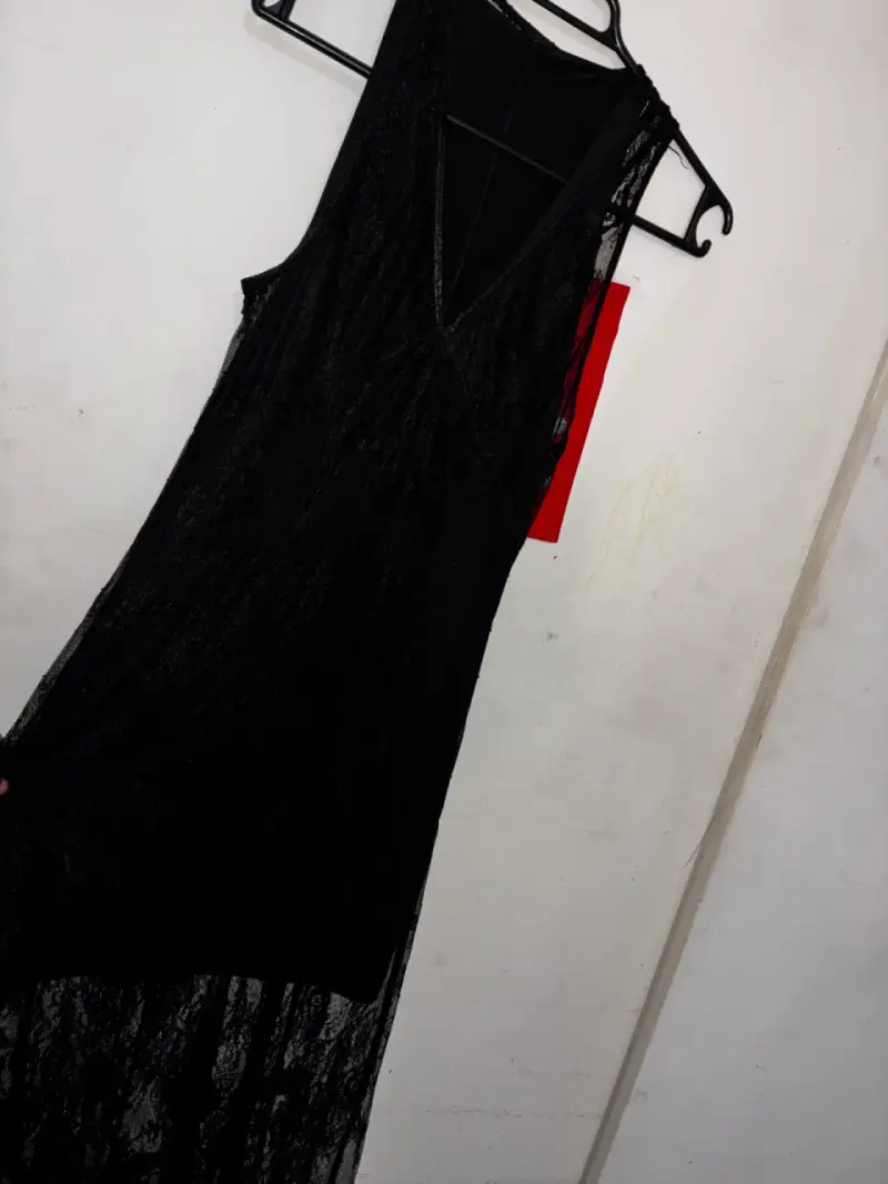 Vestido de encaje transparente negro Foster - 5
