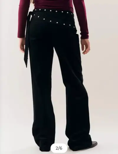 Pantalones negros con cinturón de ojales - miniatura 3