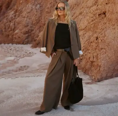 Pantalón sastre marrón Sybilla para mujer - miniatura 1