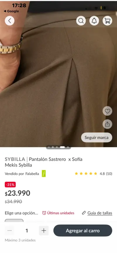 Pantalón sastre marrón Sybilla para mujer - miniatura 3