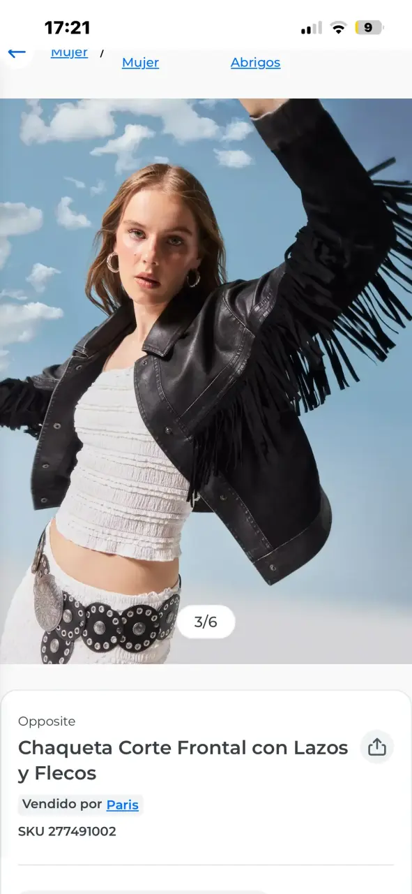 Chaqueta de cuero negra con flecos Opposite - 3