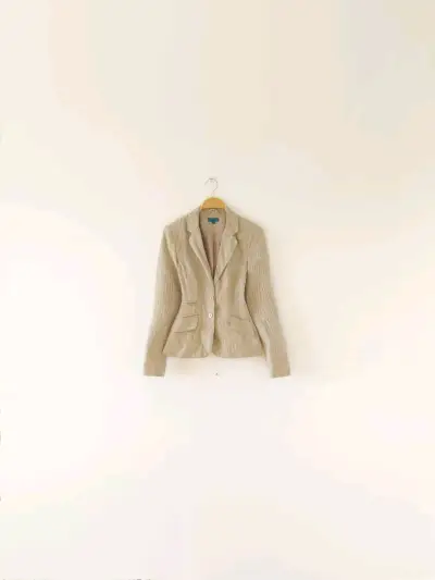 Blazer beige a rayas para mujer - miniatura 2