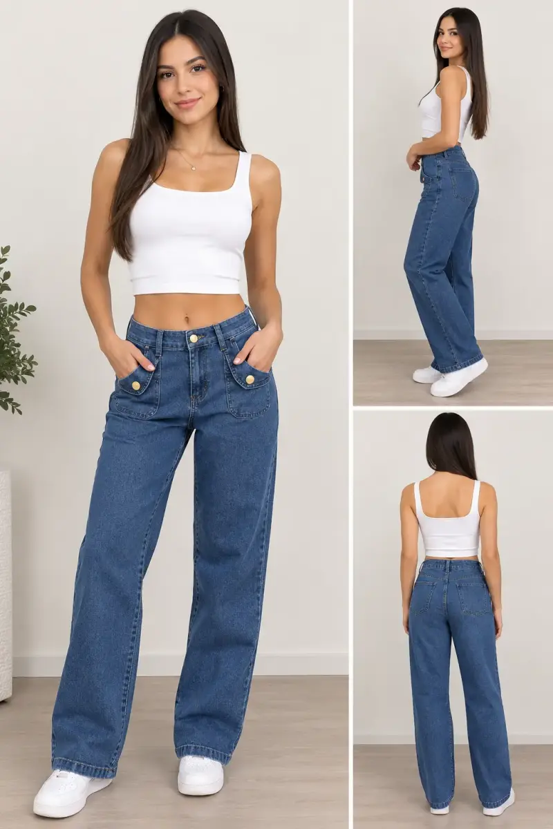 Jeans Michael Kors azul semi elásticos - 4
