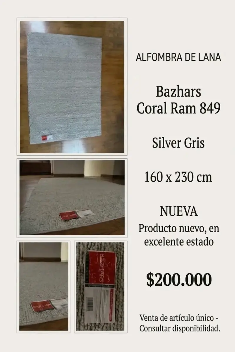 Alfombra de lana Bazhars Coral Ram 849 gris