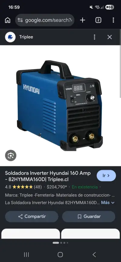 Soldadora Inverter Hyundai 160 Amp MMA-120 - miniatura 1