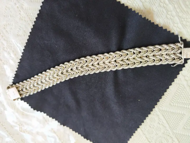 Pulsera de plata tejida artesanal - 3