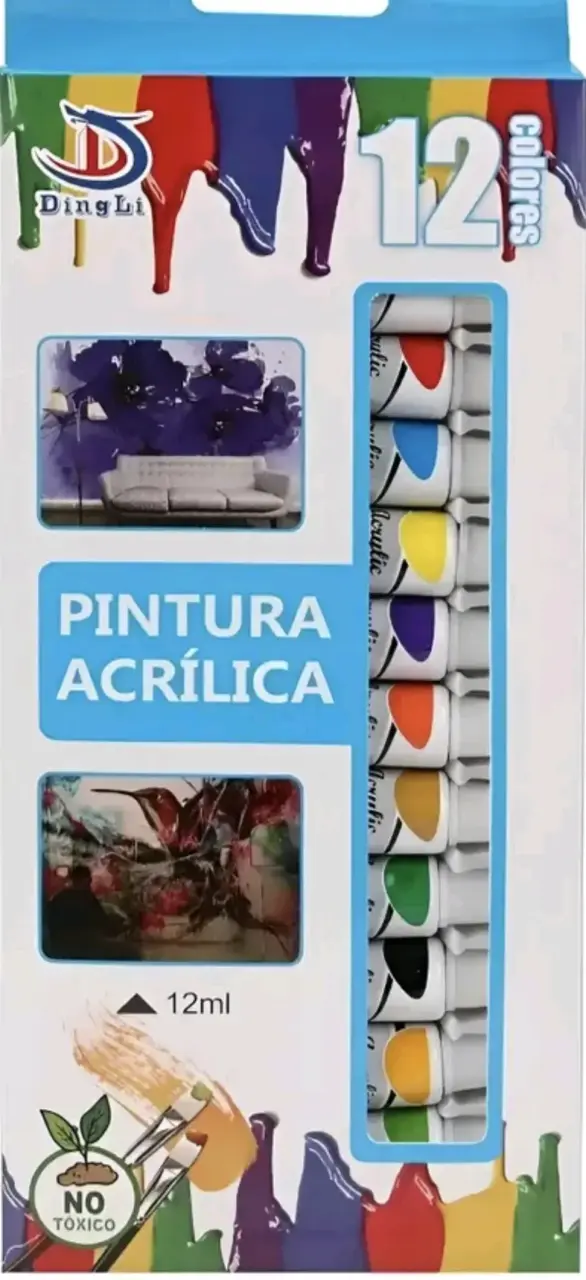 Set de Pintura Acrílica 12 Colores DingLi