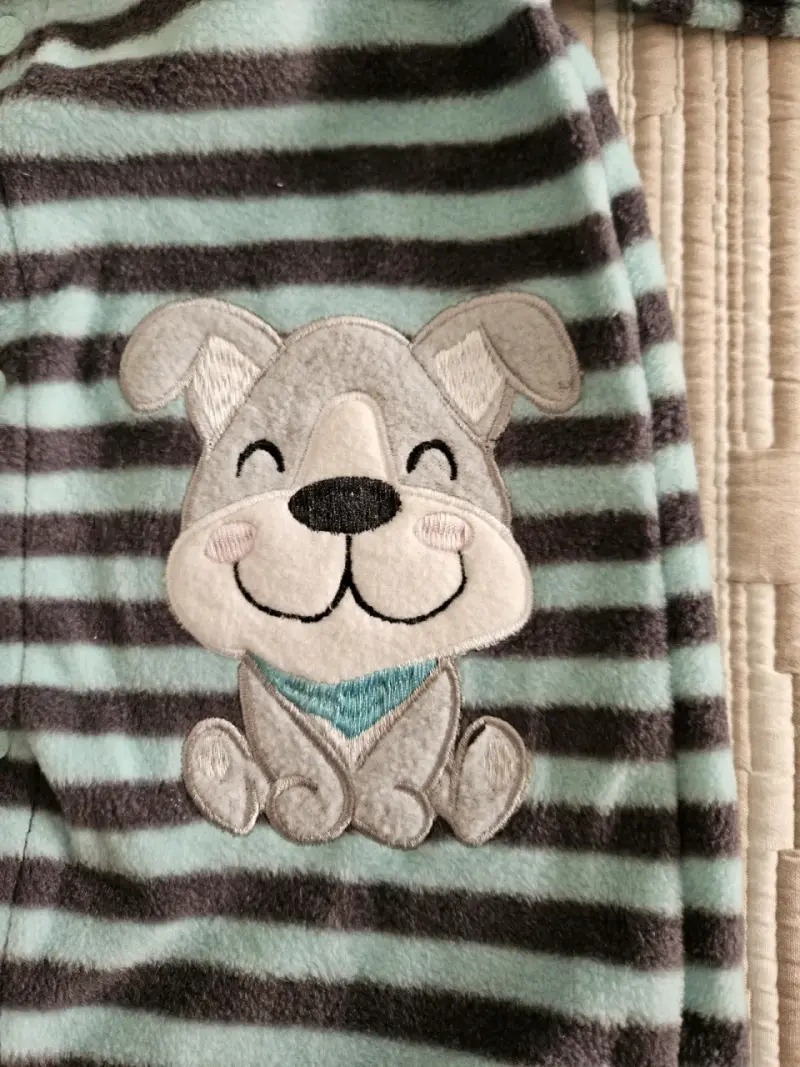 Pijama de bebé a rayas con diseño de perrito - 2