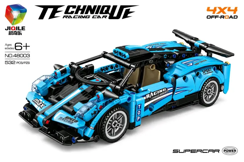Auto de carreras de bloques Jiqile 4x4 azul - 1