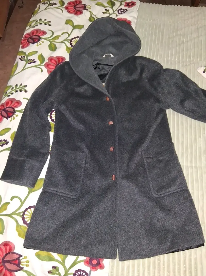 Abrigo de Lana Gris con Capucha para Mujer - 3