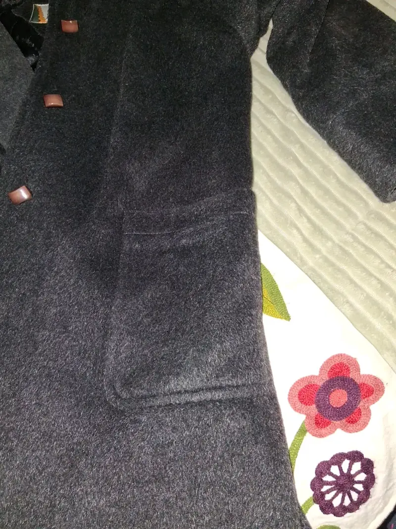 Abrigo de Lana Gris con Capucha para Mujer - 4