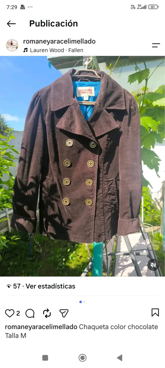Chaqueta Mossimo color chocolate talla M